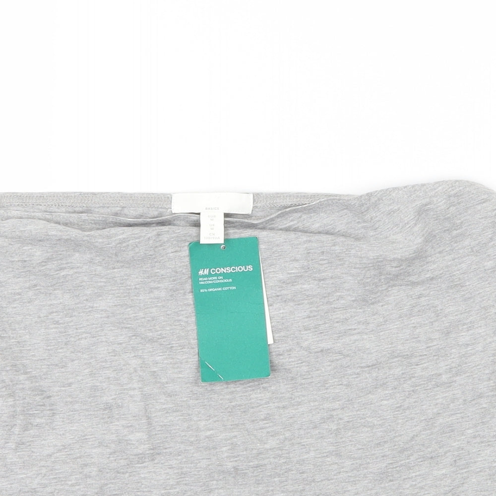 H&M Womens Grey   Basic T-Shirt Size M  - Boob Tube