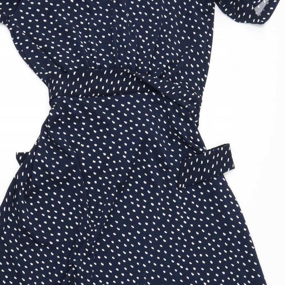 H&M Womens Blue Polka Dot  A-Line  Size S