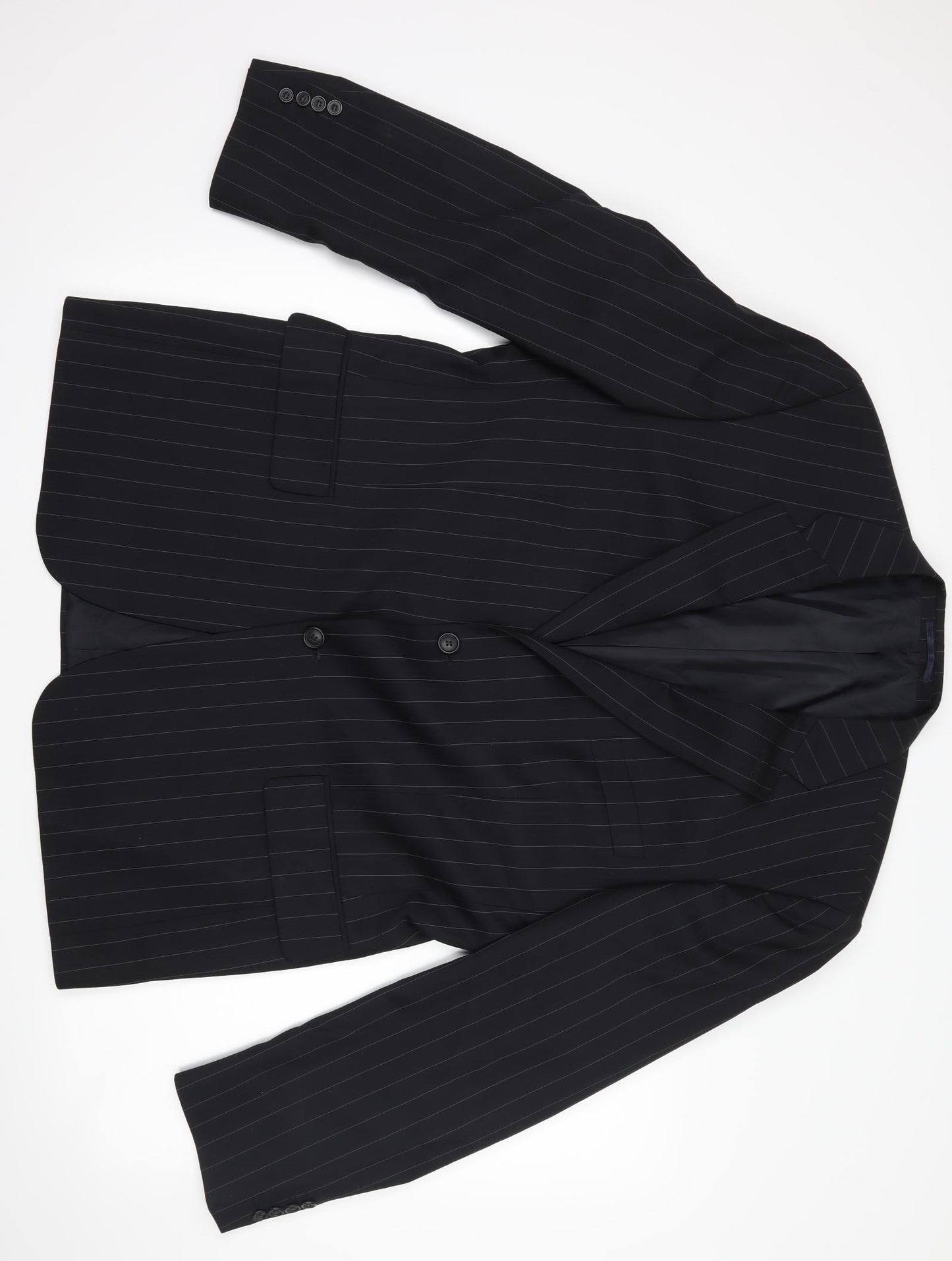 Armando Mens Black Striped  2 Piece Suit Size 36 L29 in