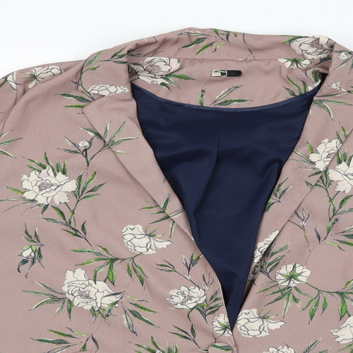 Topshop Womens Brown Floral  Jacket Blazer Size 12