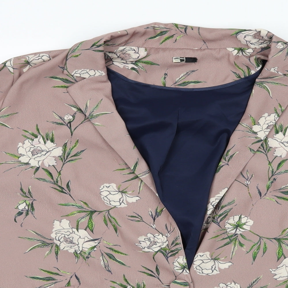Topshop Womens Brown Floral  Jacket Blazer Size 12