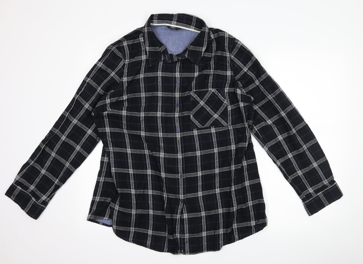 F&F Womens Black Check  Basic Button-Up Size 18  - Open back
