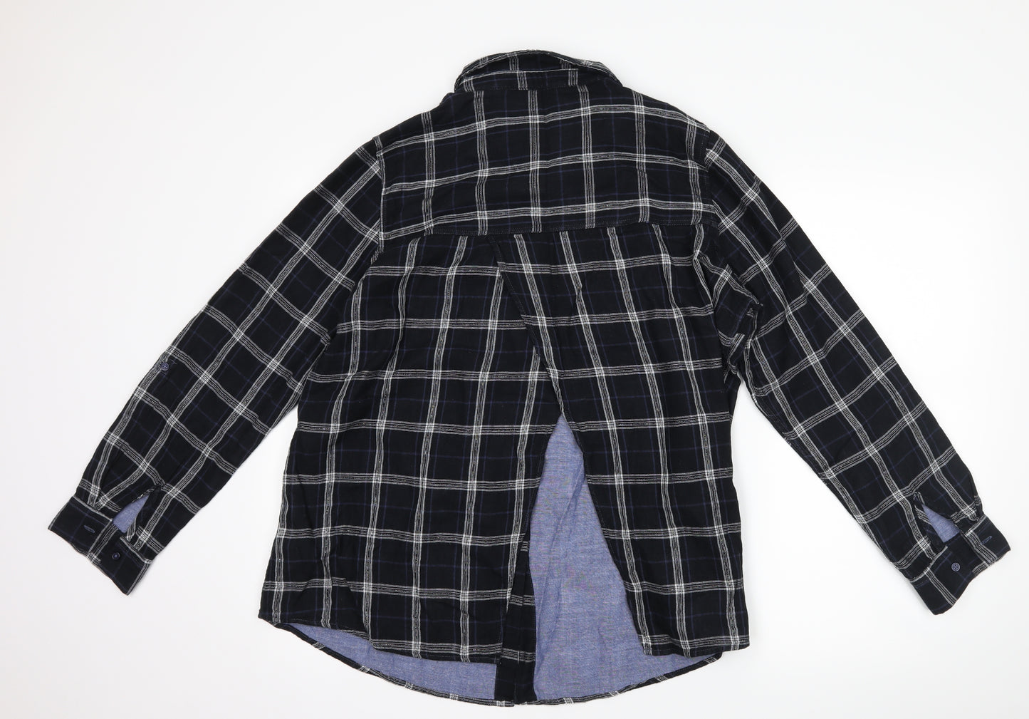 F&F Womens Black Check  Basic Button-Up Size 18  - Open back