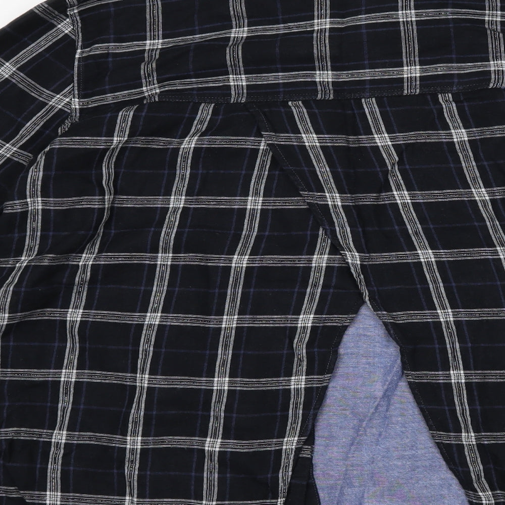 F&F Womens Black Check  Basic Button-Up Size 18  - Open back