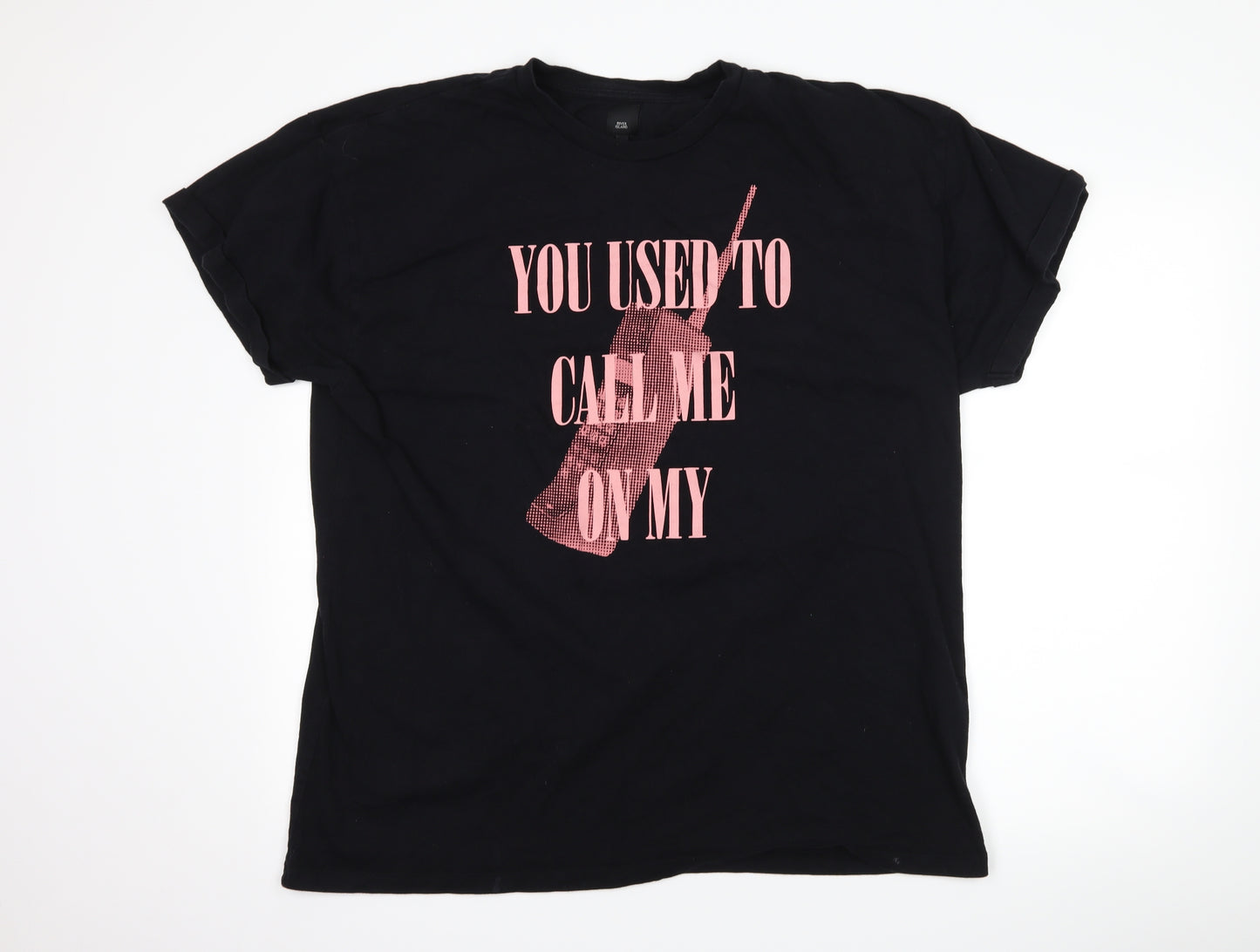 River Island Mens Black    T-Shirt Size XL  - slogan