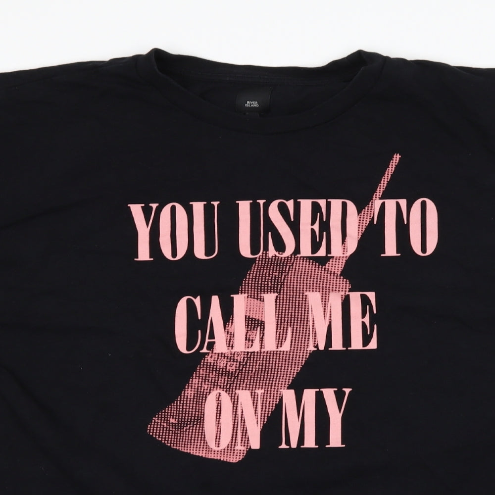 River Island Mens Black    T-Shirt Size XL  - slogan