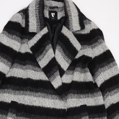 Very Womens Black Striped  Overcoat Coat Size 18