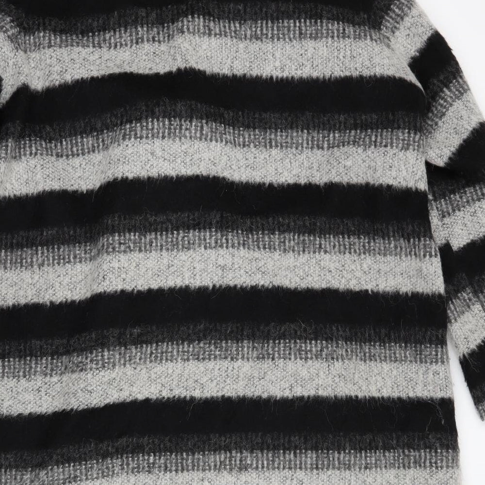 Very Womens Black Striped  Overcoat Coat Size 18