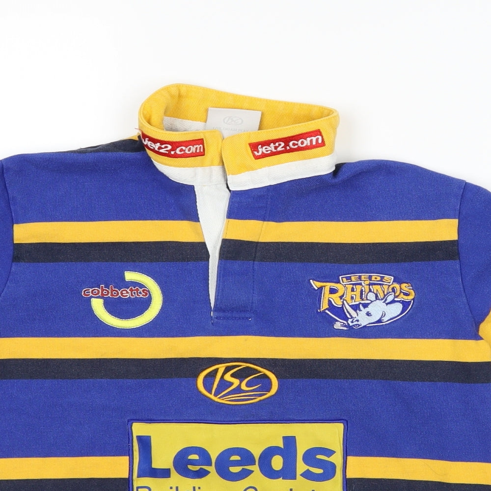 isc Boys Blue Striped  Basic T-Shirt Size 8 Years  - Leeds Rhinos