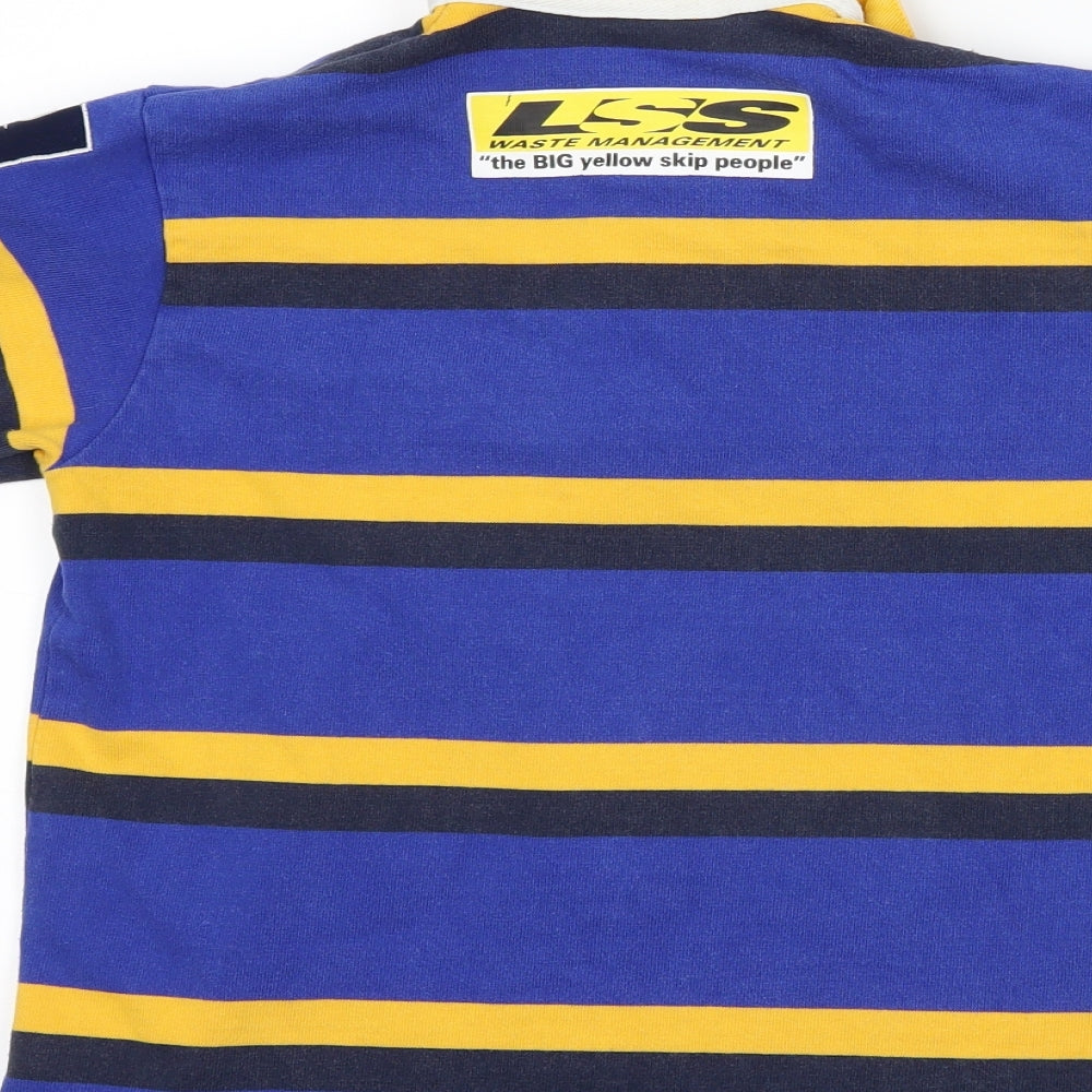 isc Boys Blue Striped  Basic T-Shirt Size 8 Years  - Leeds Rhinos