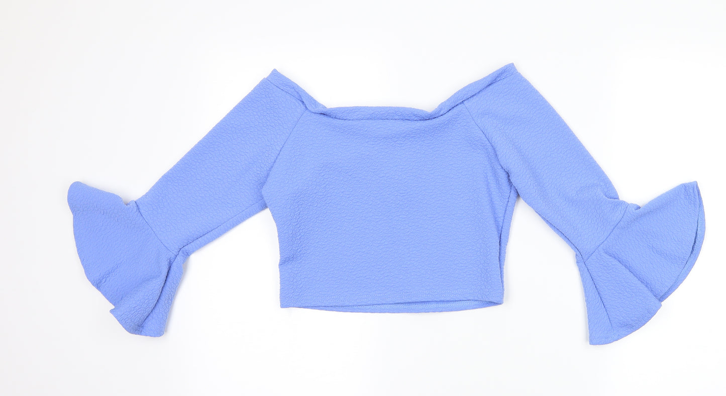 Kiah Womens Blue   Cropped T-Shirt Size 10