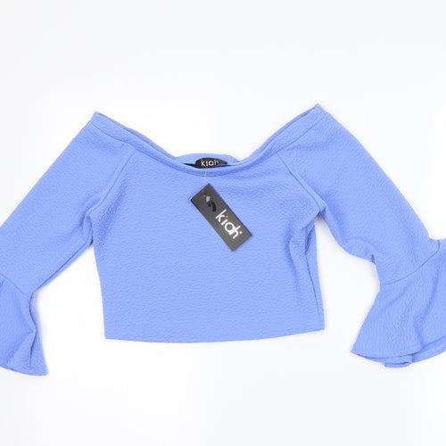 Kiah Womens Blue   Cropped T-Shirt Size 12
