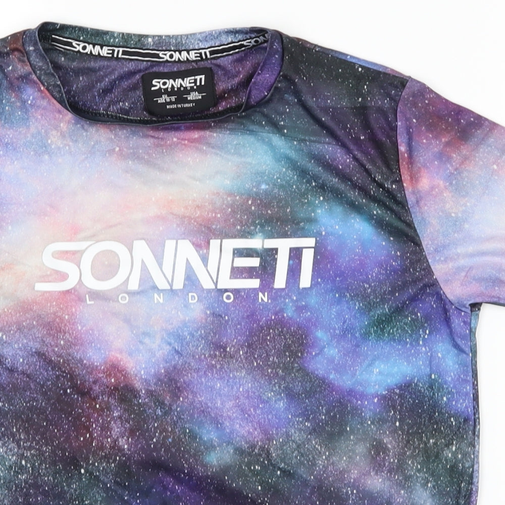 Sonetti Boys Purple   Basic T-Shirt Size 10-11 Years  - Galaxy Print