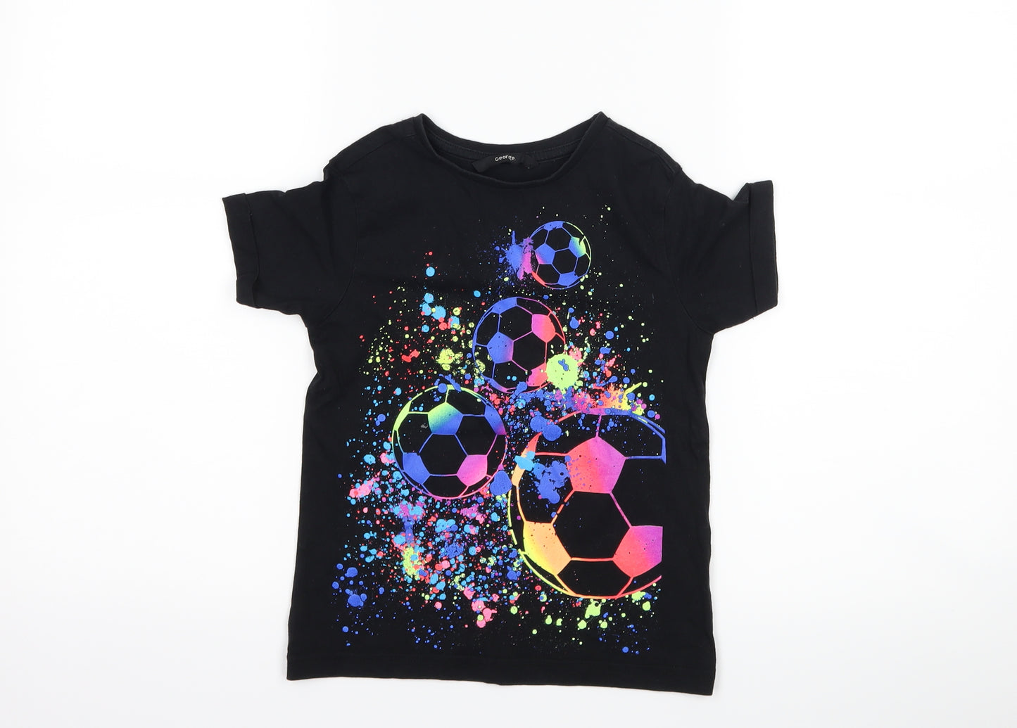 George Boys Black   Basic T-Shirt Size 4-5 Years  - Football