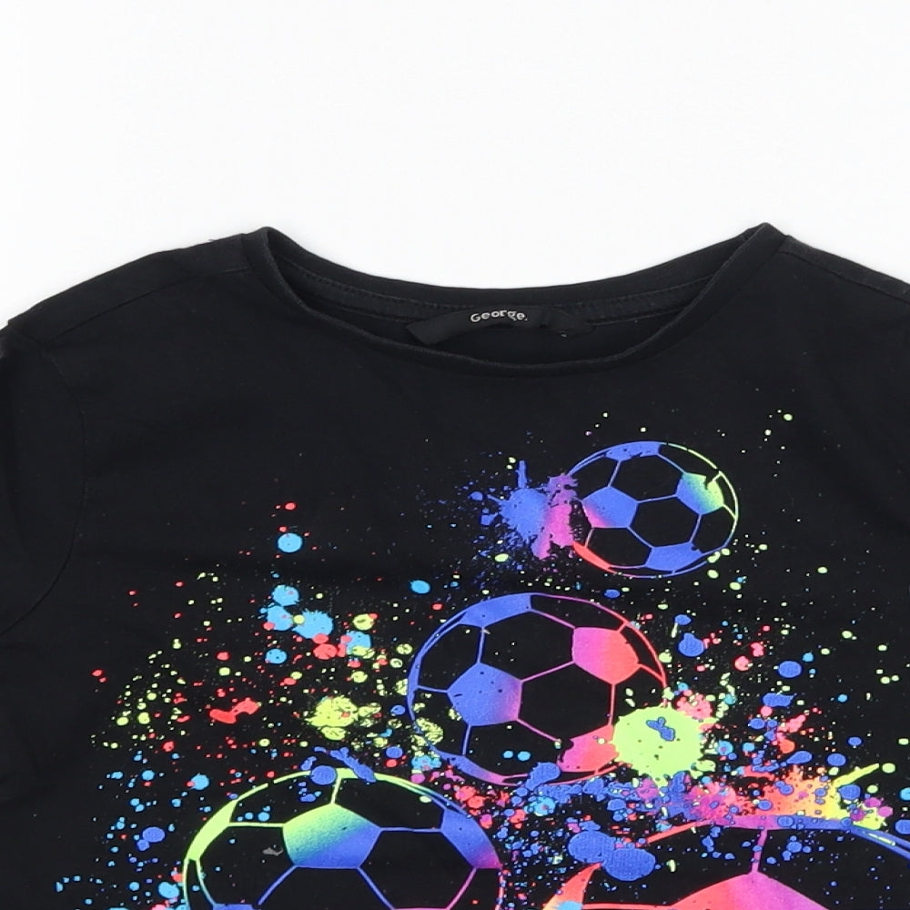 George Boys Black   Basic T-Shirt Size 4-5 Years  - Football