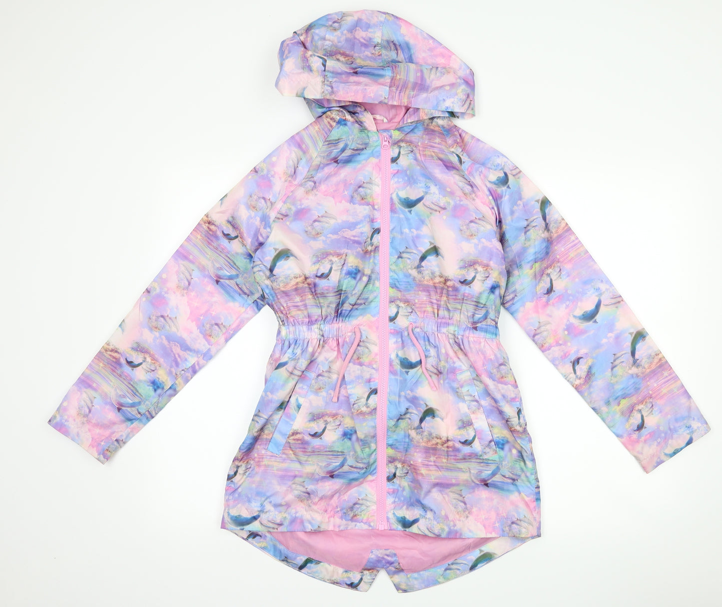 TU Girls Purple   Rain Coat Coat Size 11-12 Years  - dolphin