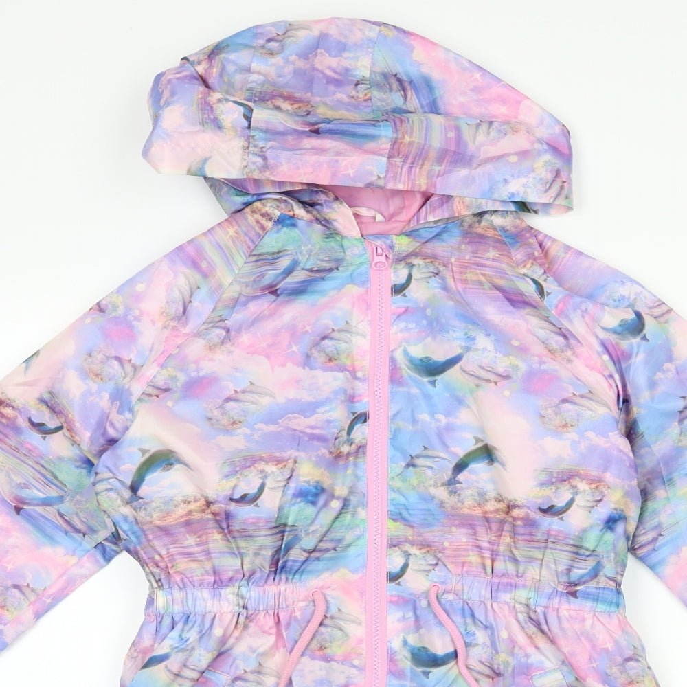 TU Girls Purple   Rain Coat Coat Size 11-12 Years  - dolphin
