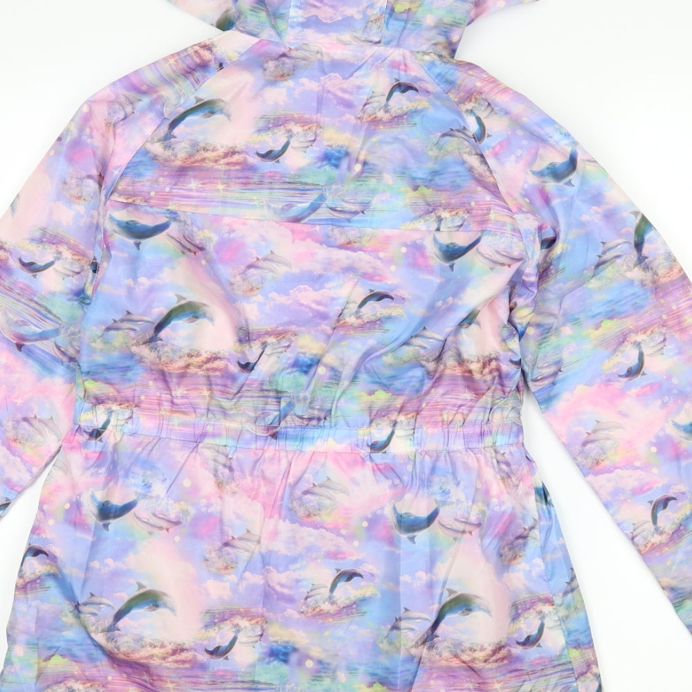 TU Girls Purple   Rain Coat Coat Size 11-12 Years  - dolphin