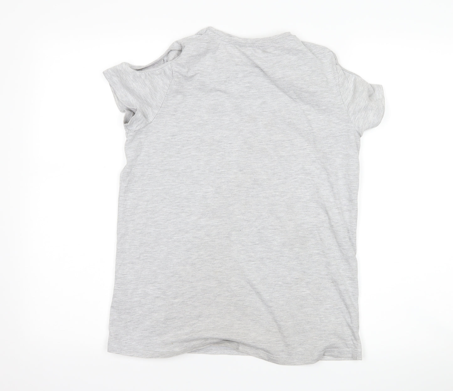 George Girls Grey   Basic T-Shirt Size 13-14 Years  - Unicorn cut out shoulders