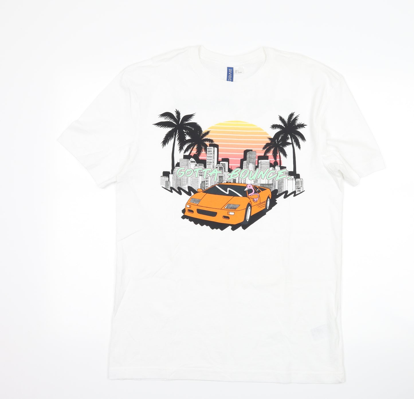 H&M Mens White    T-Shirt Size S  - graphic