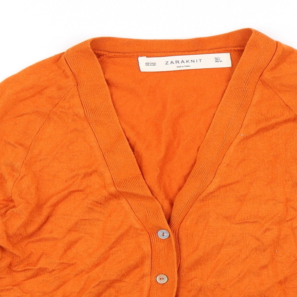 Zara Womens Orange   Cardigan Jumper Size L