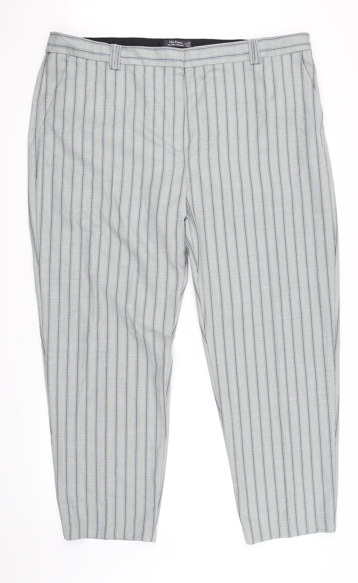Marks and Spencer Womens Grey Striped  Trousers  Size 22 L28 in