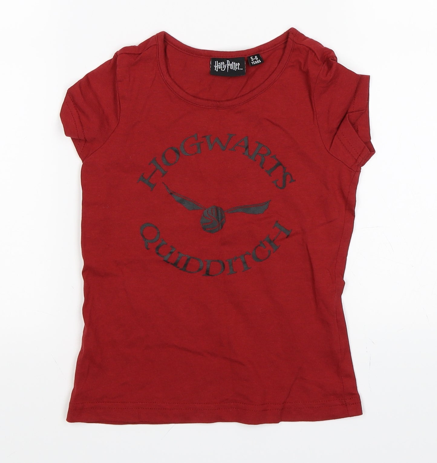Preworn Boys Red   Basic T-Shirt Size 5-6 Years  - Harry Potter Quidditch Gryffindor