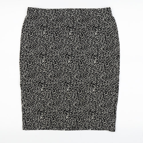 Papaya Womens Black Floral  A-Line Skirt Size 12