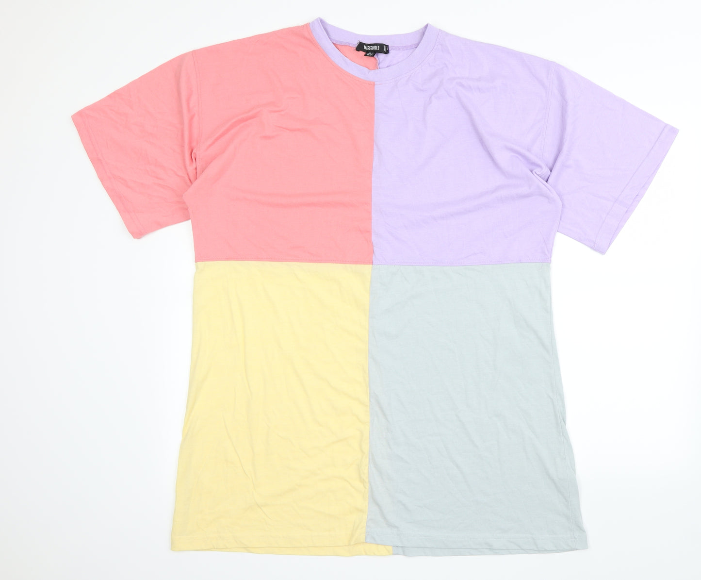 Missguided Womens Multicoloured Colourblock  Basic T-Shirt Size 14