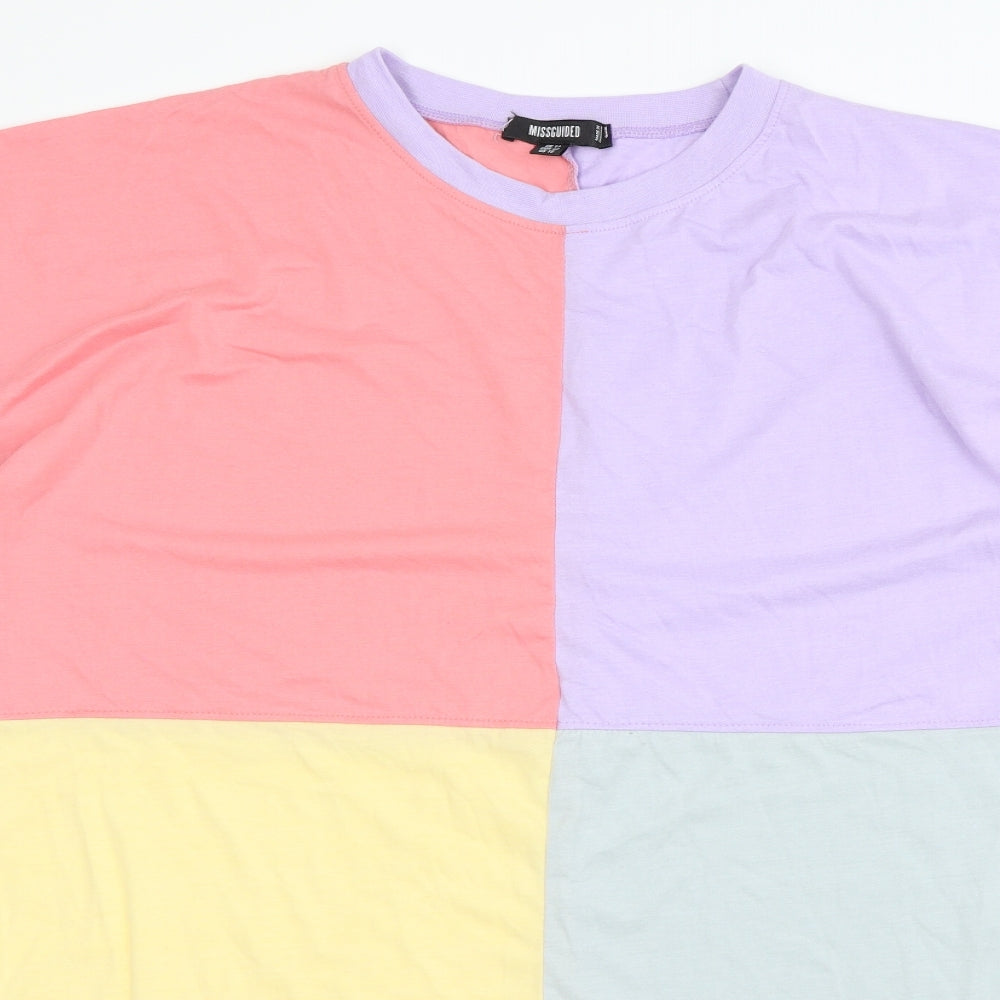 Missguided Womens Multicoloured Colourblock  Basic T-Shirt Size 14