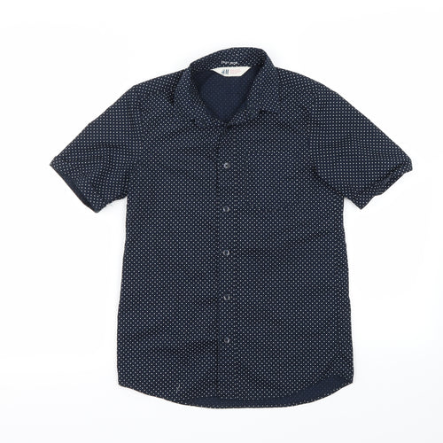 H&M Boys Blue Polka Dot  Basic Button-Up Size 8-9 Years