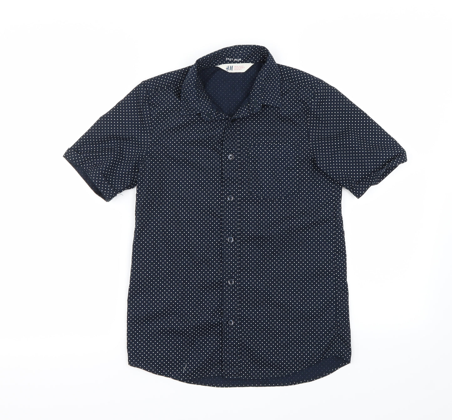 H&M Boys Blue Polka Dot  Basic Button-Up Size 8-9 Years
