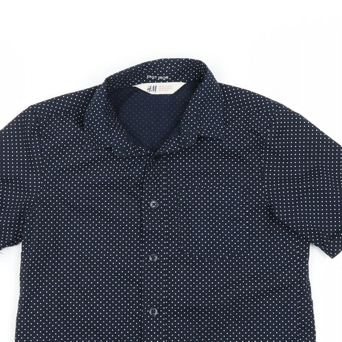 H&M Boys Blue Polka Dot  Basic Button-Up Size 8-9 Years