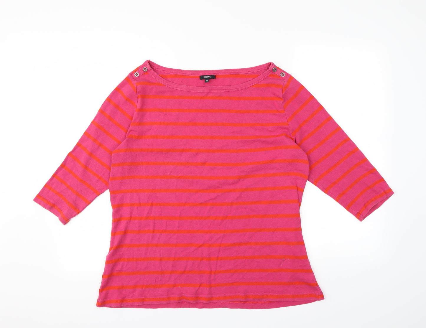 Papaya Womens Pink Striped  Basic T-Shirt Size 22