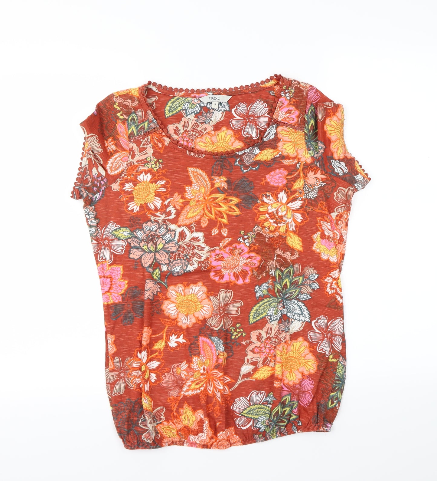 NEXT Womens Orange Floral  Basic T-Shirt Size 10