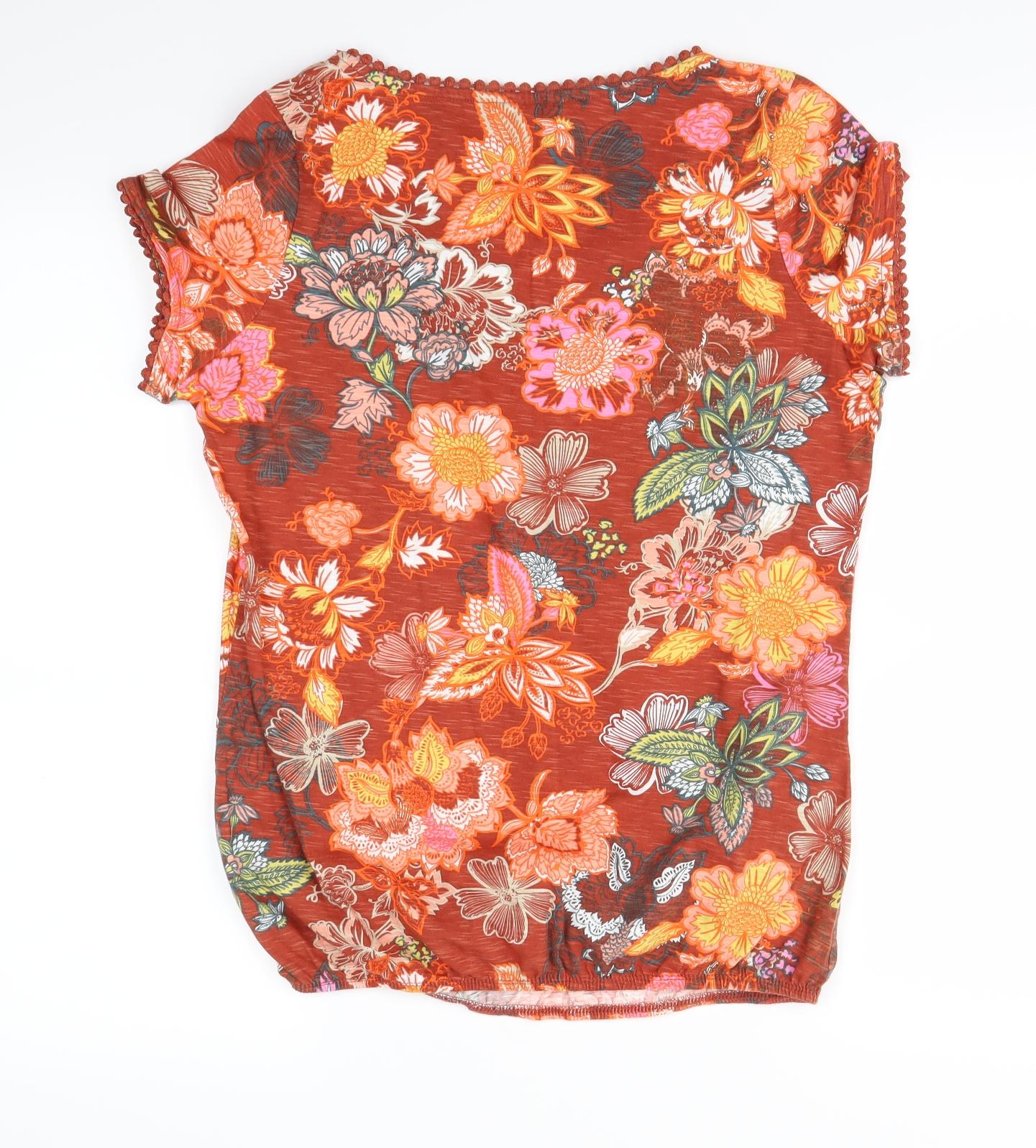 NEXT Womens Orange Floral  Basic T-Shirt Size 10