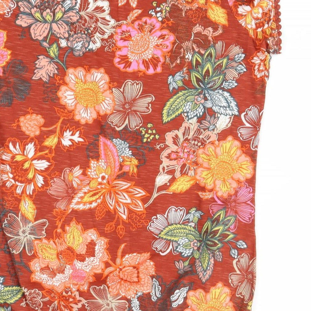 NEXT Womens Orange Floral  Basic T-Shirt Size 10