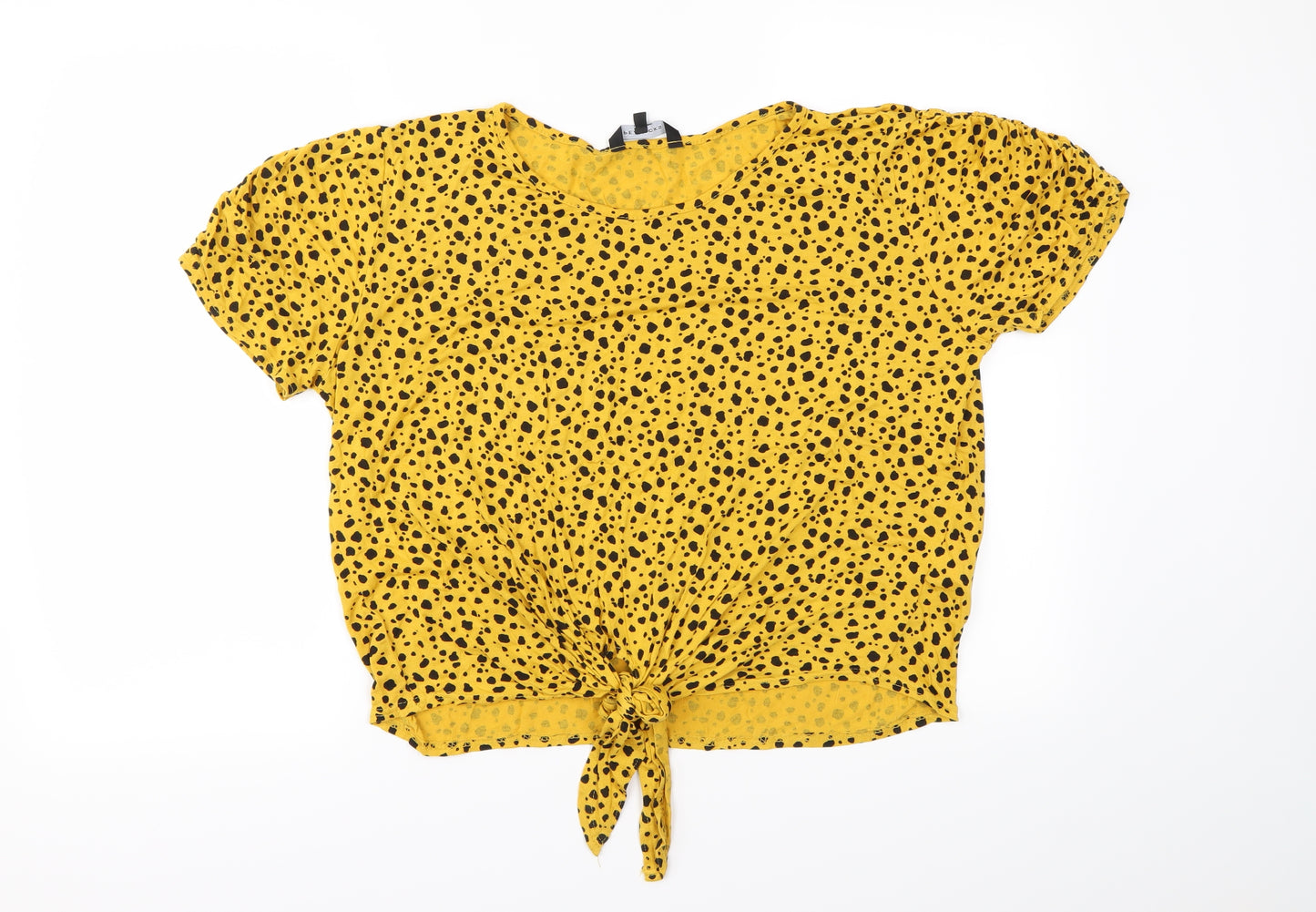 Peacocks Womens Yellow Animal Print  Basic T-Shirt Size 18