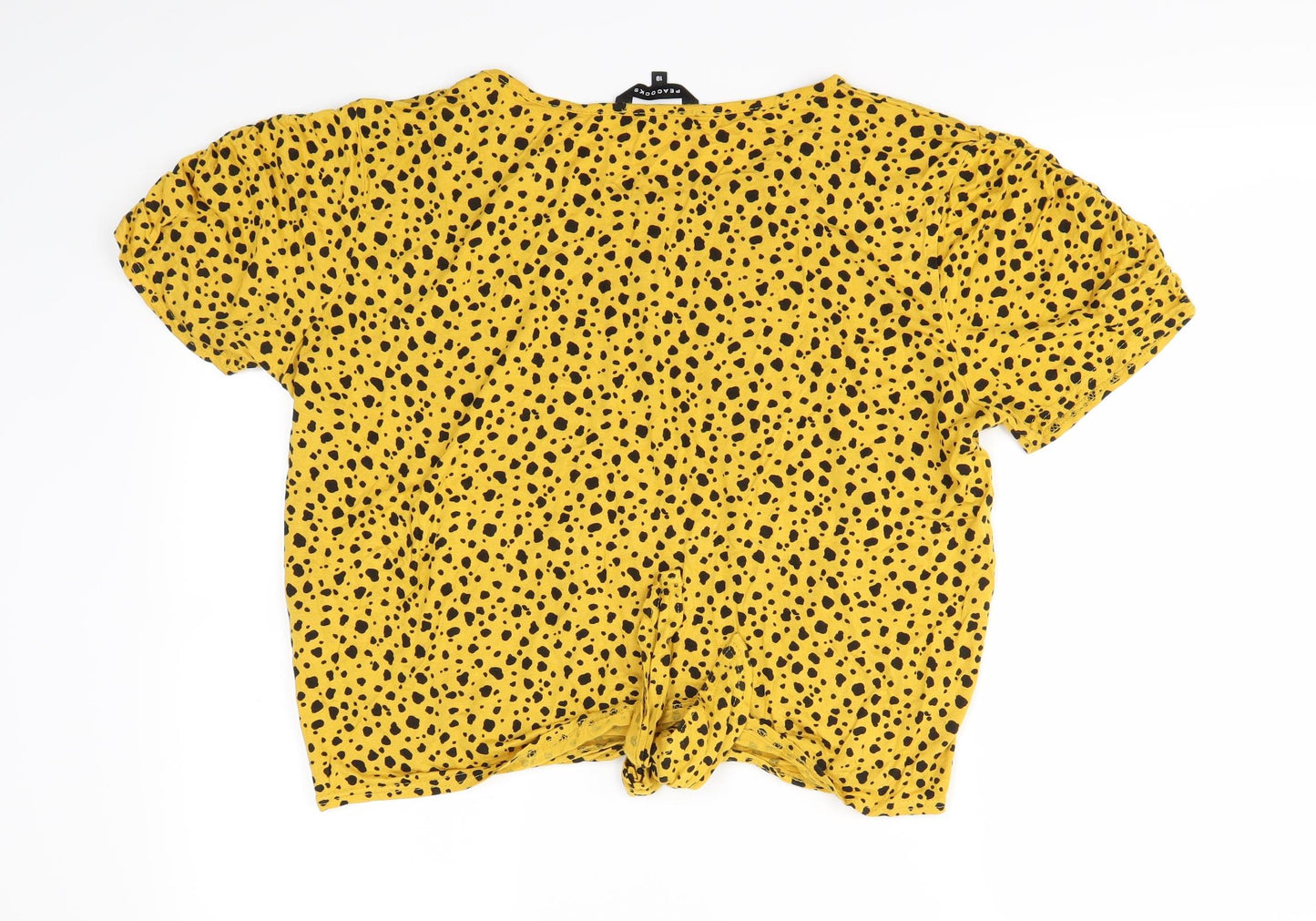 Peacocks Womens Yellow Animal Print  Basic T-Shirt Size 18