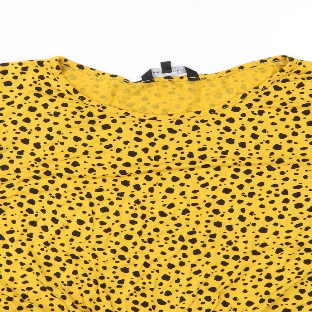 Peacocks Womens Yellow Animal Print  Basic T-Shirt Size 18