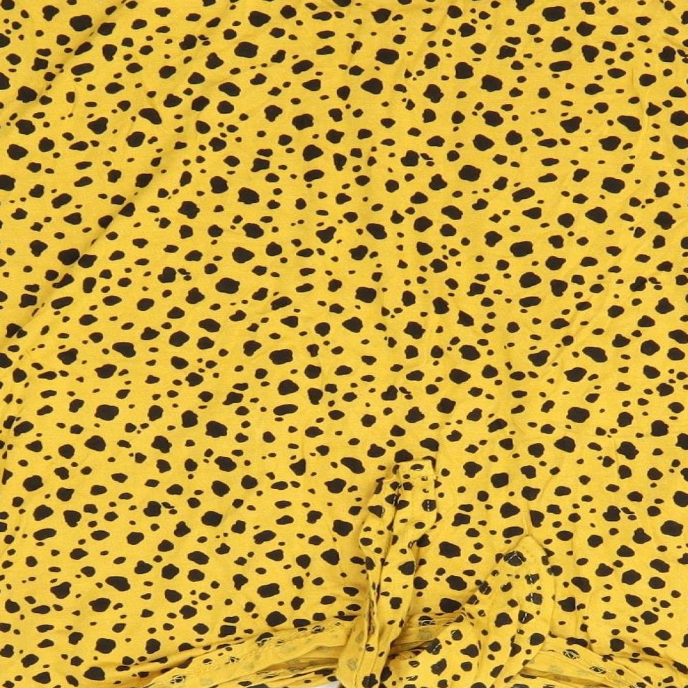 Peacocks Womens Yellow Animal Print  Basic T-Shirt Size 18