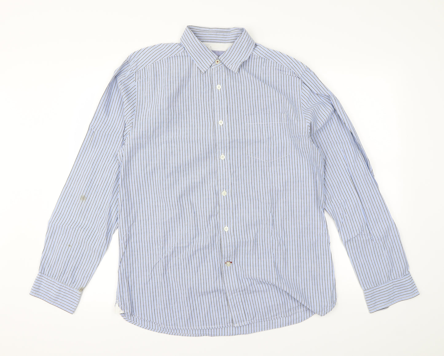Howick Mens Blue Pinstripe   Dress Shirt Size M