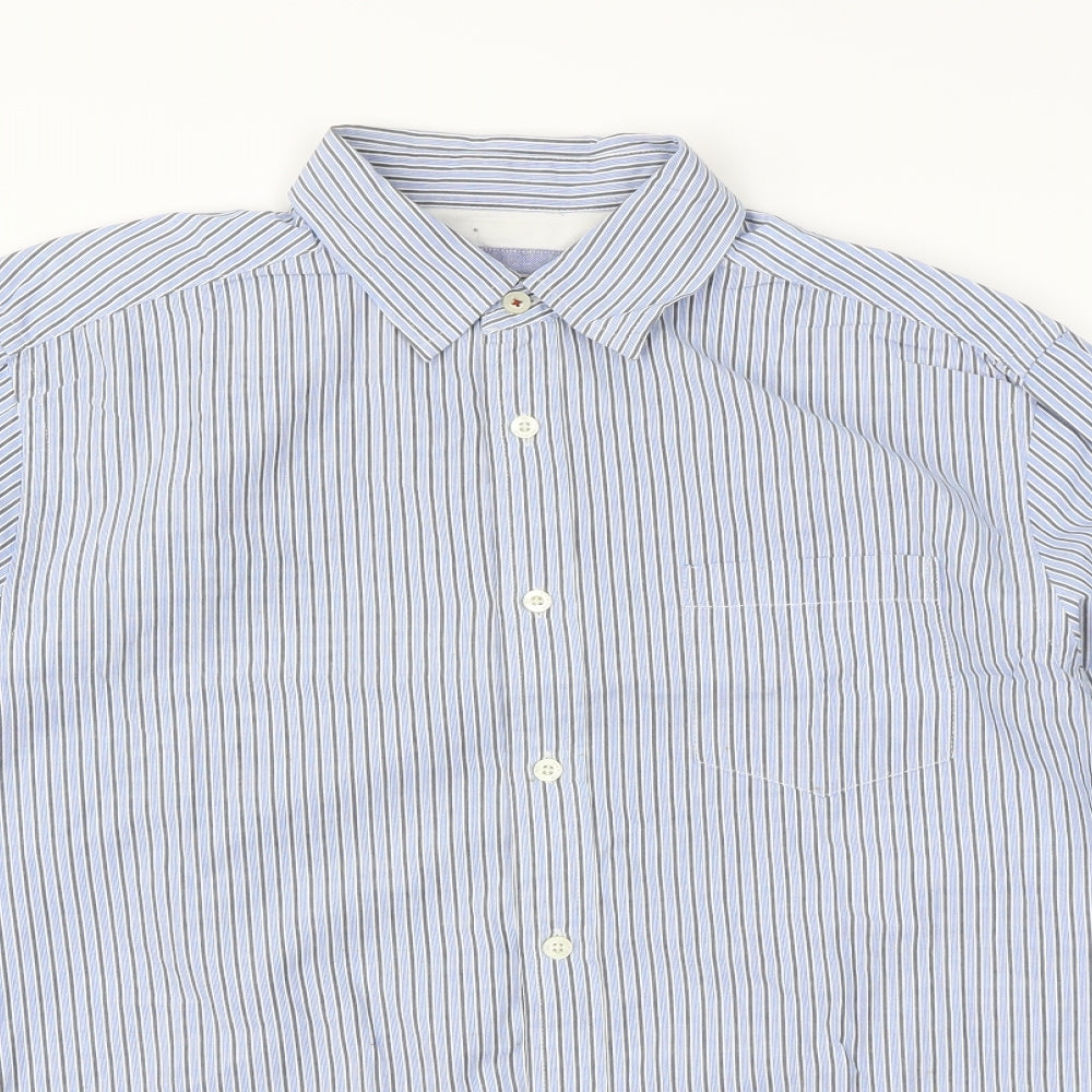 Howick Mens Blue Pinstripe   Dress Shirt Size M