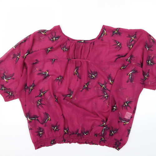 intuition Womens Pink Animal Print  Basic Blouse Size 18