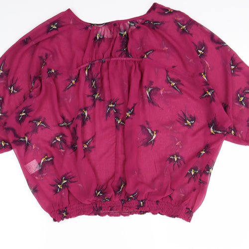 intuition Womens Pink Animal Print  Basic Blouse Size 18