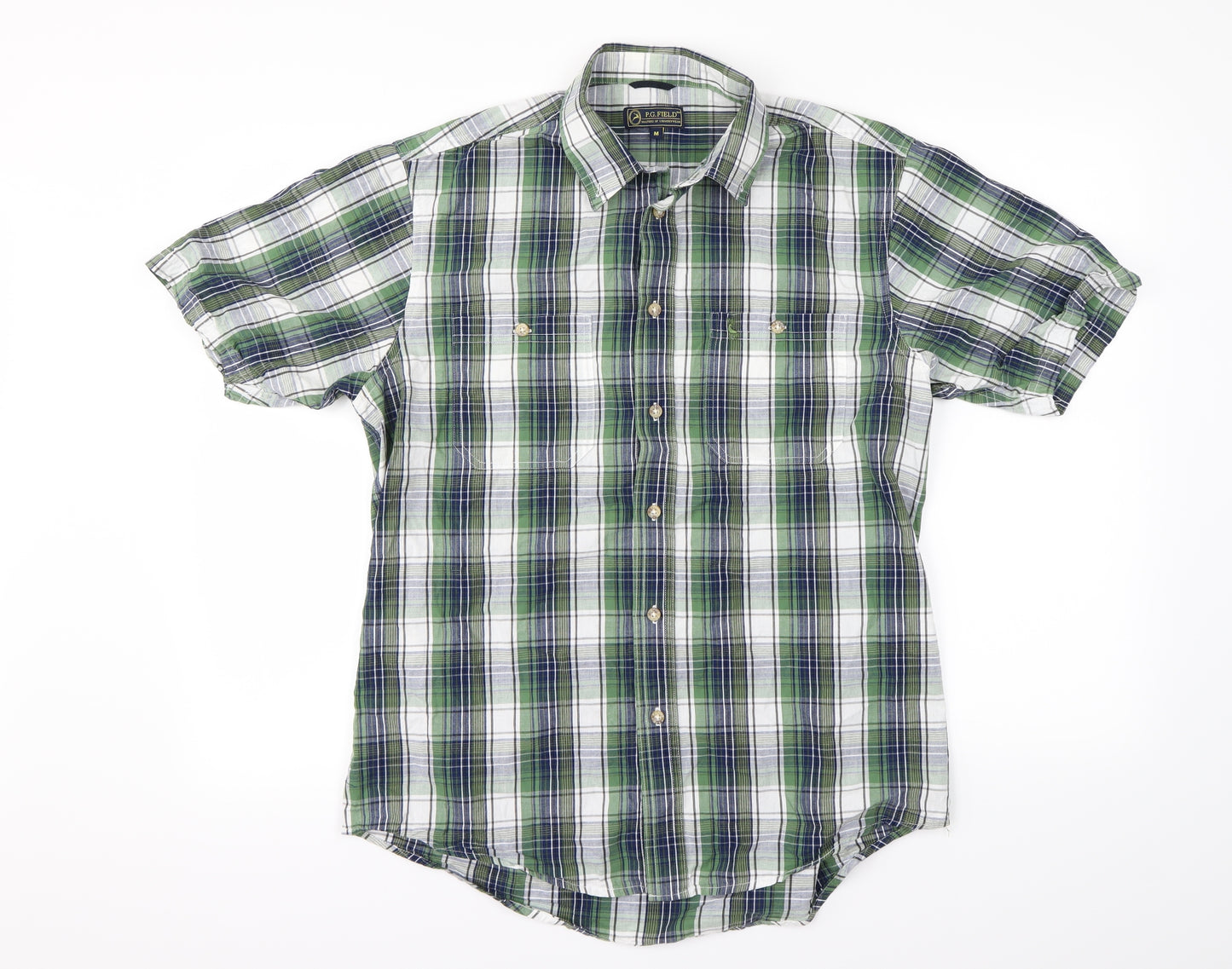 PG Field Mens Green Striped   Button-Up Size M