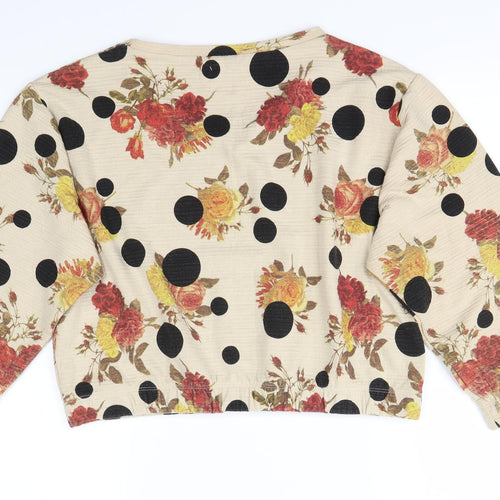 Zara Womens Beige Floral  Pullover Jumper Size M