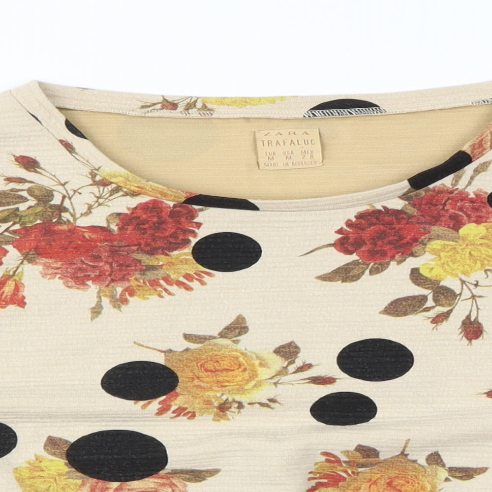 Zara Womens Beige Floral  Pullover Jumper Size M