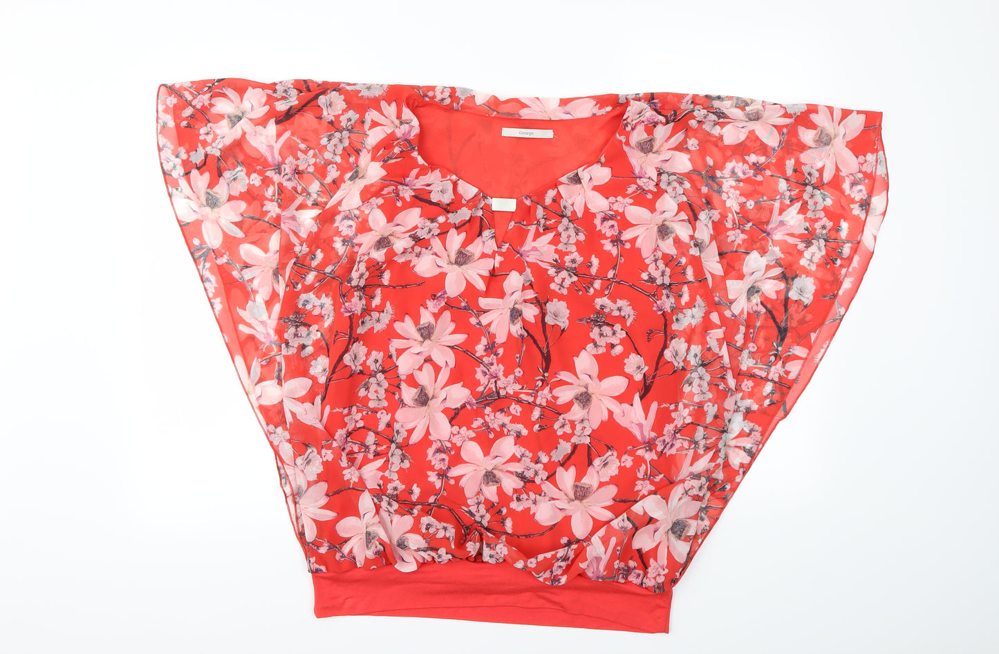 George Womens Red Floral  Basic T-Shirt Size 18