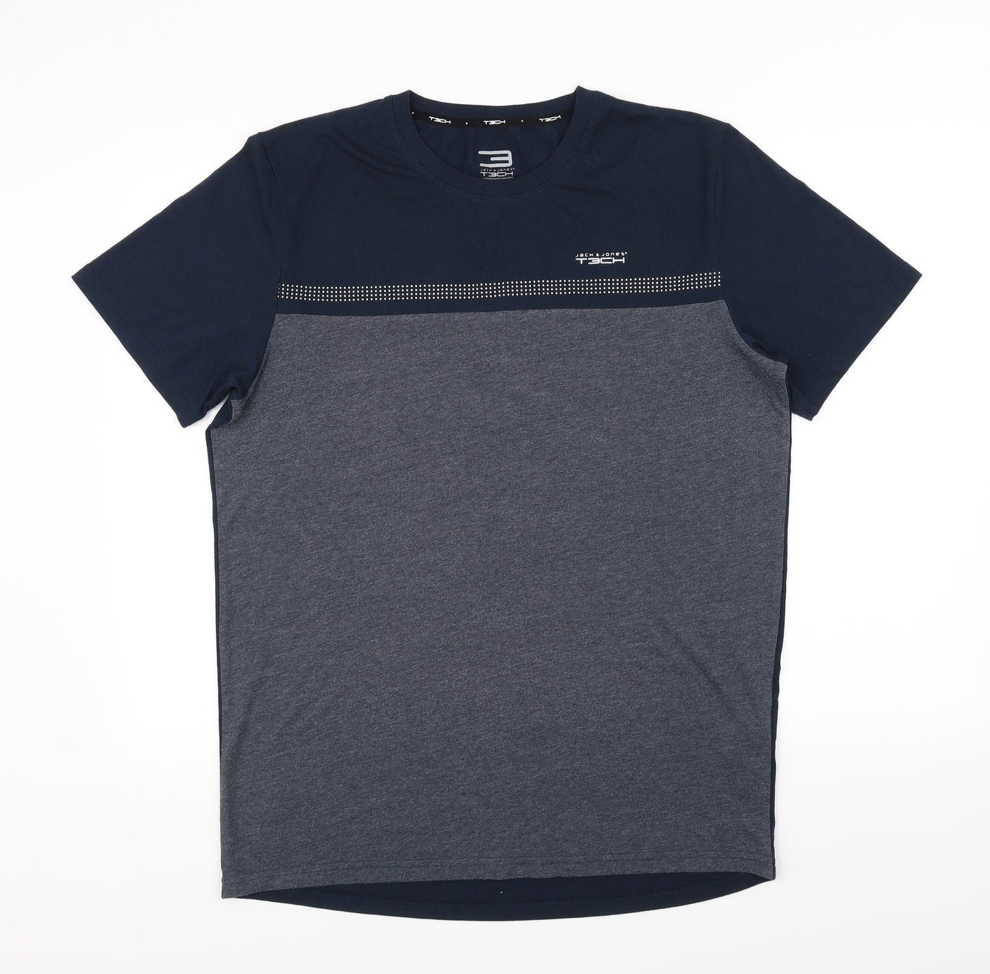 JACK & JONES Mens Blue Polka Dot   T-Shirt Size L